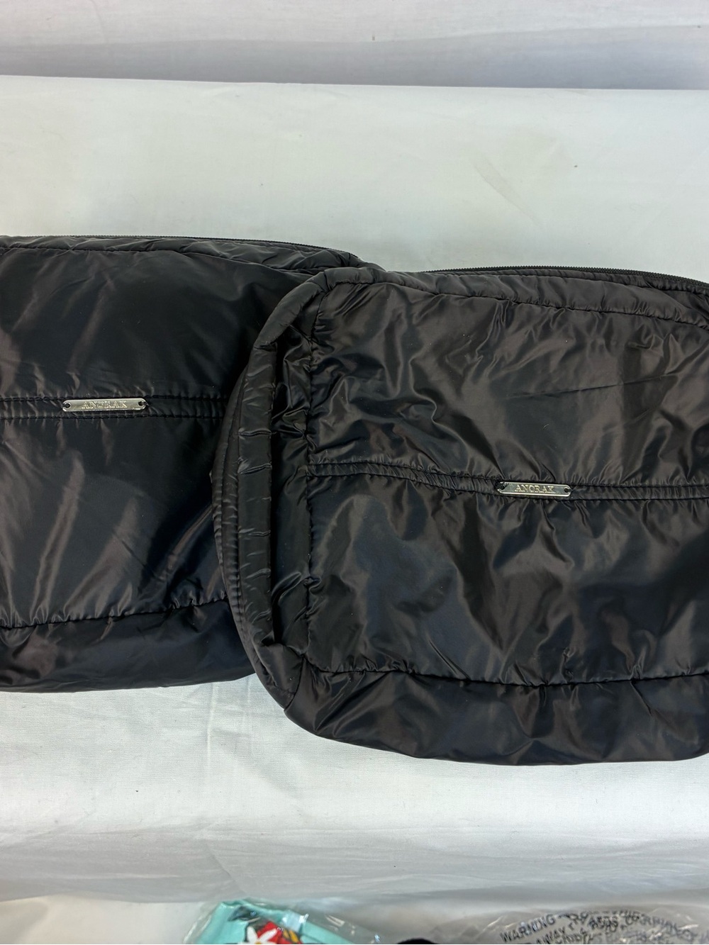 2 Anorak Down Black Puffer Pouches